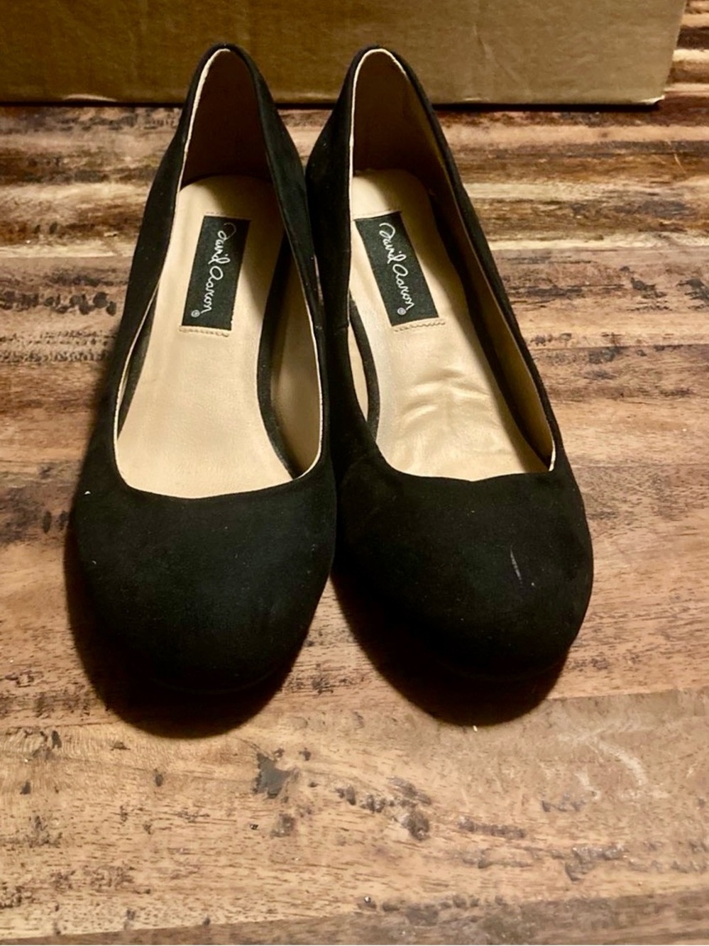 David Aaron "Traci" Black Faux-Suede Wedge Pumps View 4
